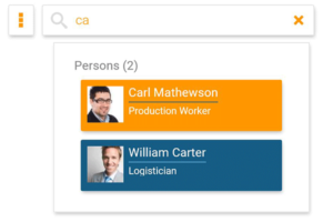 Search for colleagues in the online org chart in orginio